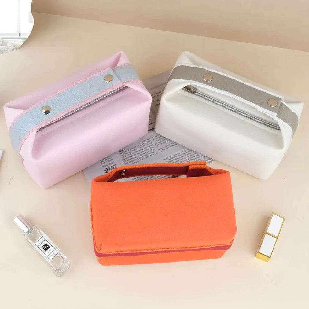 Large Canvas Makeup Bag – Portable Travel Cosmetic Pouch