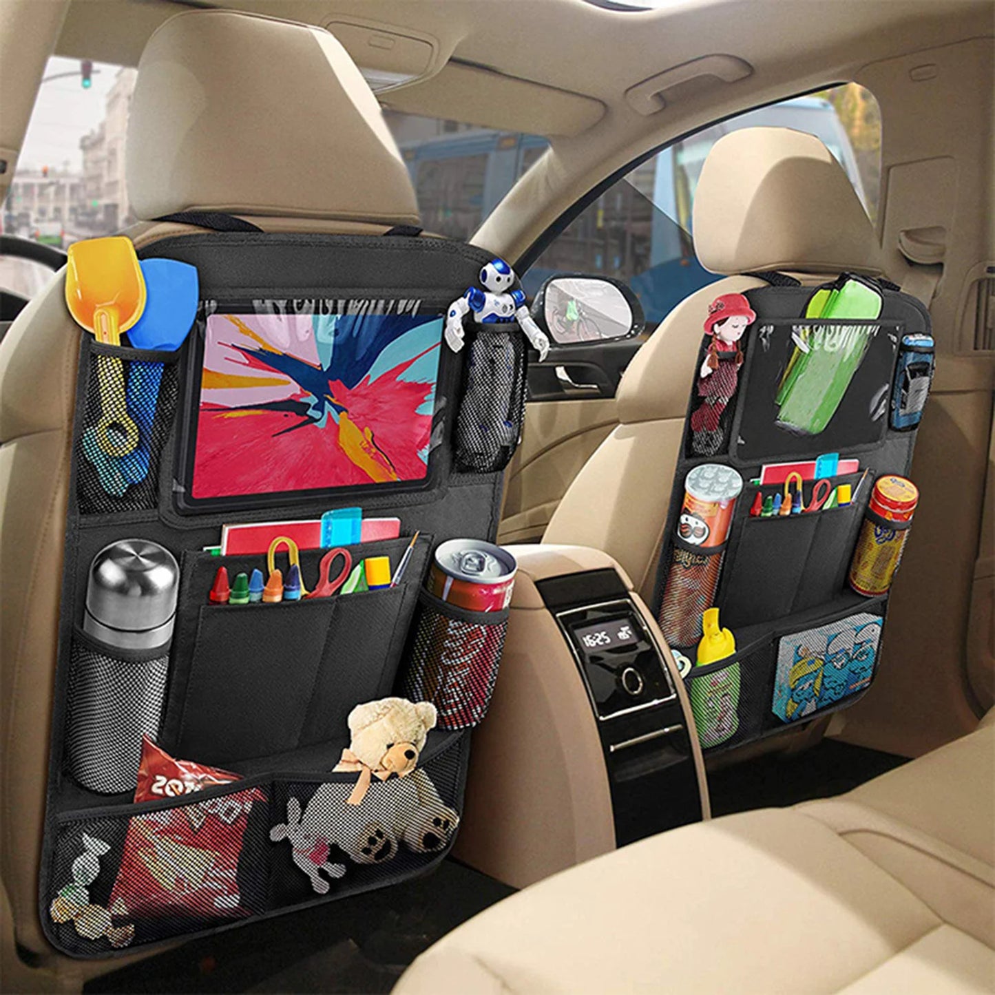 Car Backseat Organizer with Tablet Holder Waterproof Easy to Clean Car Seat Storage Bag for Car Travel Accessories Peaceful Pleasures Health and Wellness