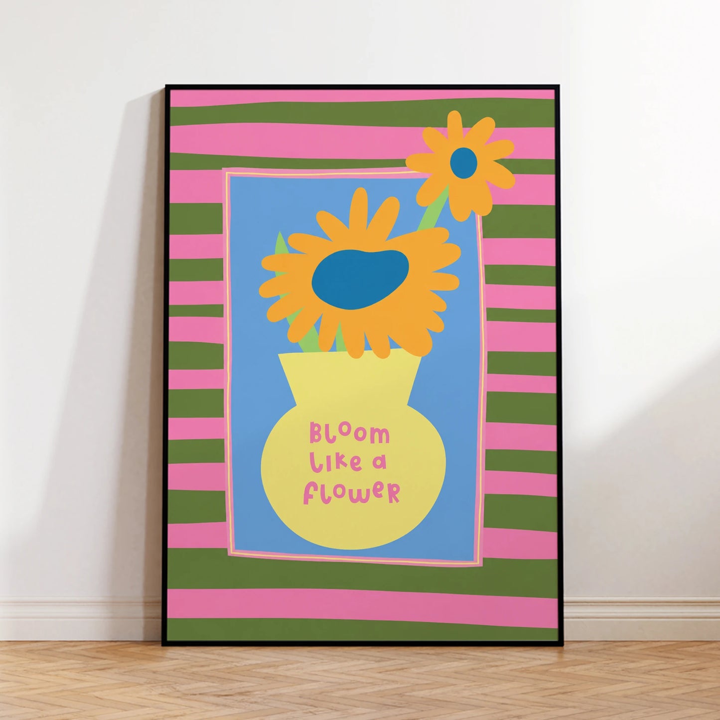 Retro Bloom Flower Canvas Wall Art Print | Home Decor Poster