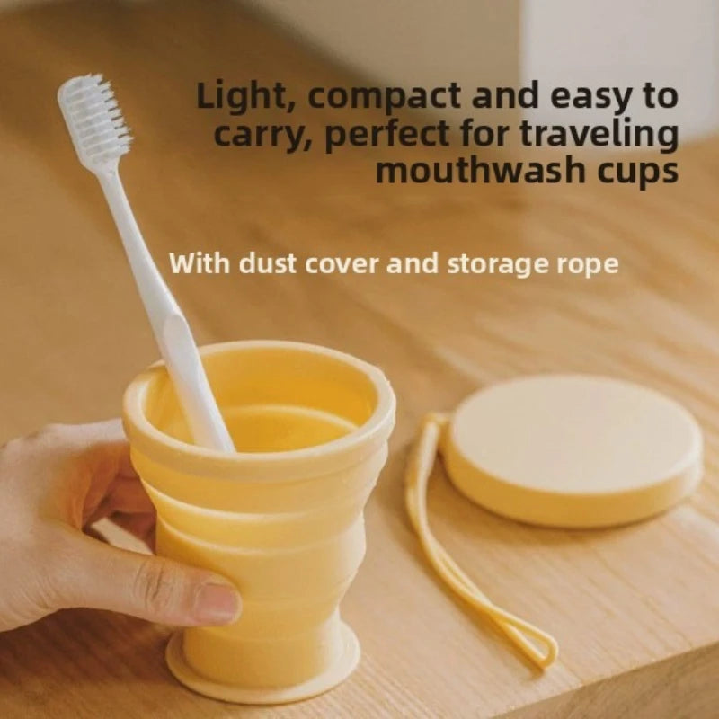New model Portable Silicone Folding Cup with Hanging Hole Collapsible Outdoor Water Cup for Camping Hiking Travel toothbrush cup Peaceful Pleasures Health and Wellness