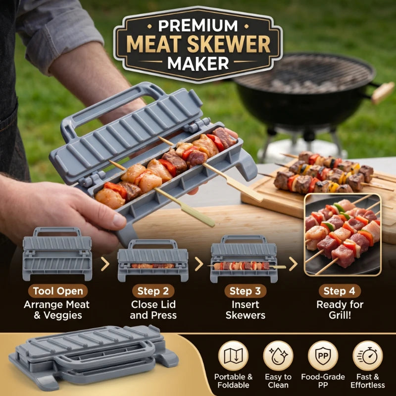 Portable Outdoor BBQ Small Tool Barbecue Skewer Mold for Homemade BBQ Kebabs Quick Stringing Meat Tool Barbecue Skewer Meat Tool Peaceful Pleasures Health and Wellness