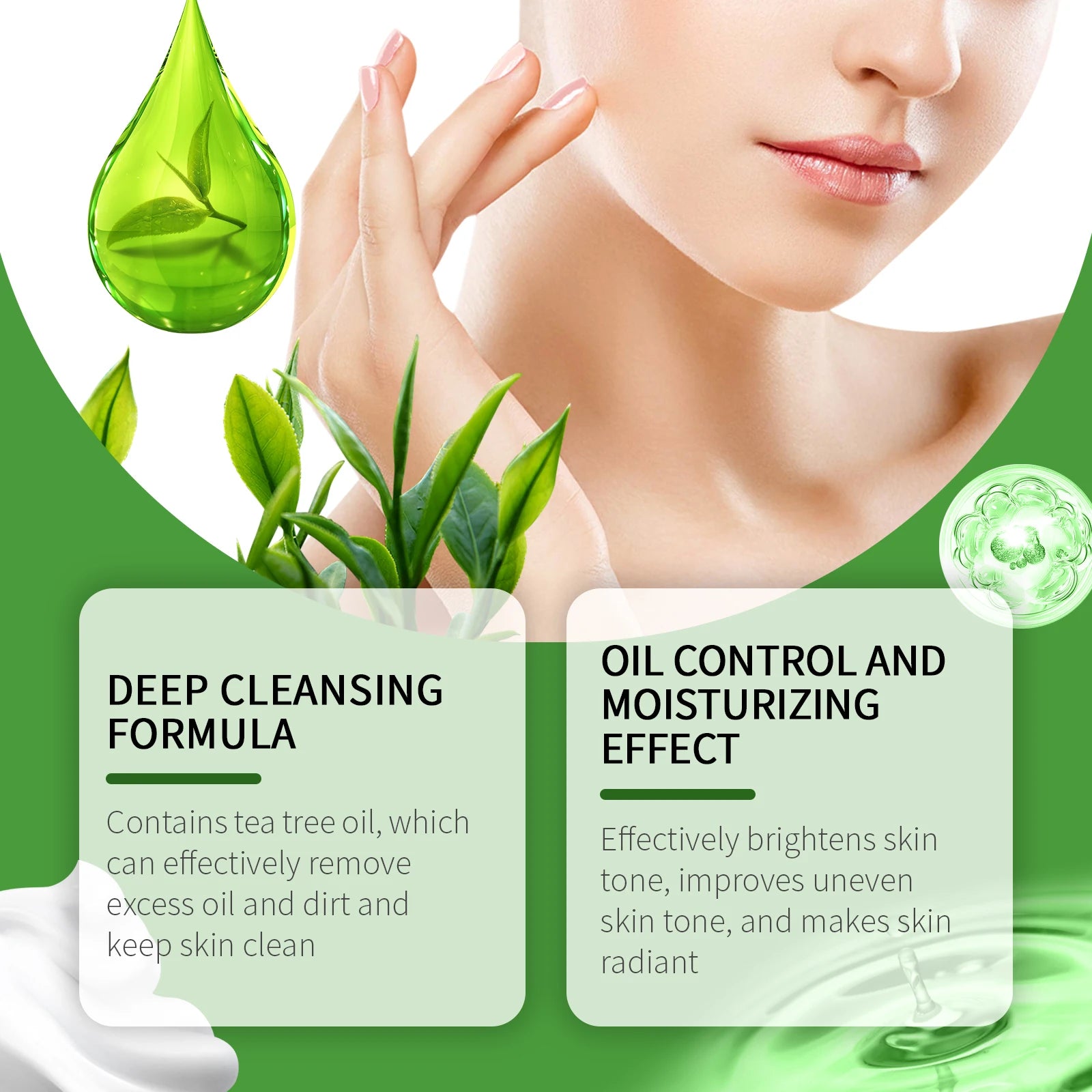 Tea Tree Cleansing Gel Exfoliation Remove Facial Dirt Preventing Blackheads Relieve Skin Sensitivity Moisturizing Face Cleanser Peaceful Pleasures Health and Wellness