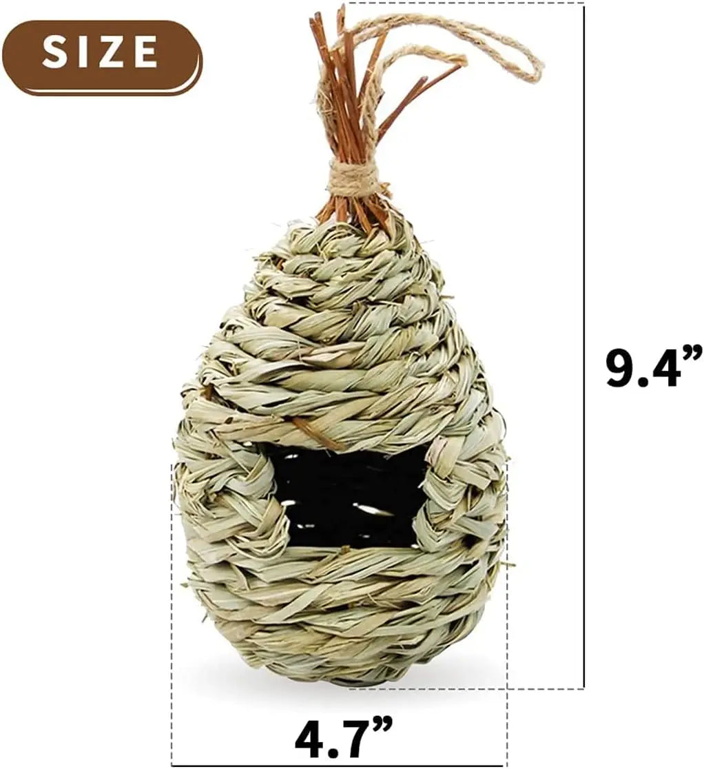 Hummingbird Houses for Outside Hanging, Natural Grass Hanging Bird Hut, Hand Woven Hummingbird Nest, Large Wren Finch Bird House Peaceful Pleasures Health and Wellness