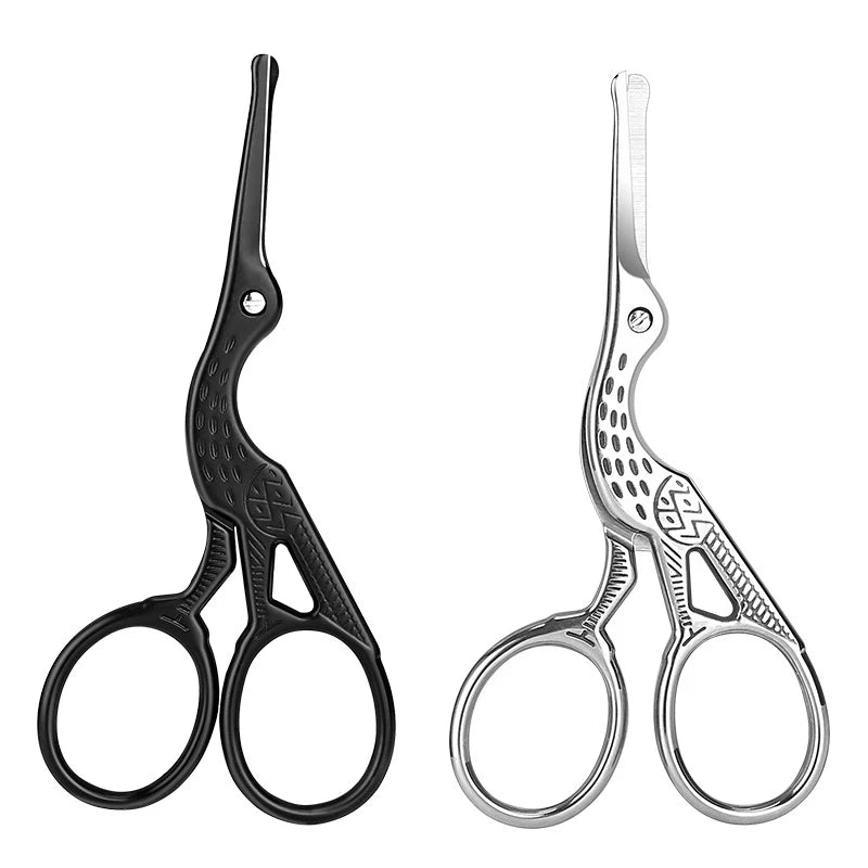 Stainless Steel Crane-shaped Scissors Safety Round-head Manual Nose Hair Trimmer Beauty Shaving Small Scissors Peaceful Pleasures Health and Wellness
