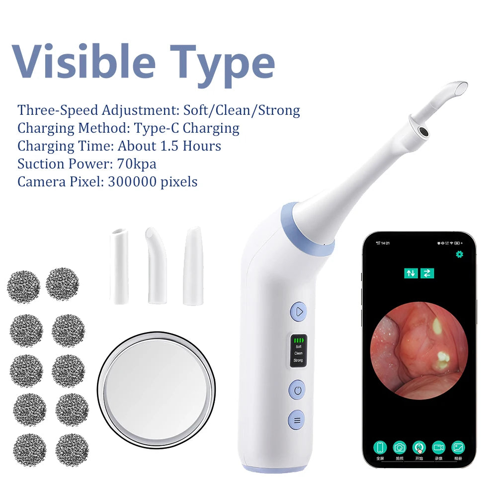 Electric Tonsil Stone Remover 3 Suction Eliminate Bad Breath Home Oral Hygiene Tonsil Stone Extractor Swallow Difficulty Relief Peaceful Pleasures Health and Wellness TYPE 1