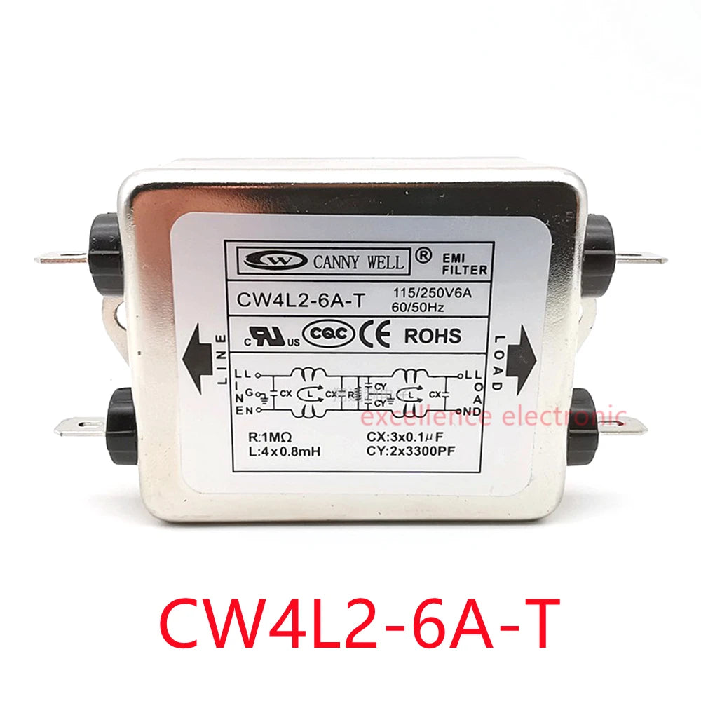 CW4L2-20A-T EMI Power Filter Single Phase CW4L2-10A -T CW4L2-6A -T AC 115V / 250V 20A 50/60Hz For Laser Machine for CANNY WELL Peaceful Pleasures Health and Wellness CW4L2-6A-T