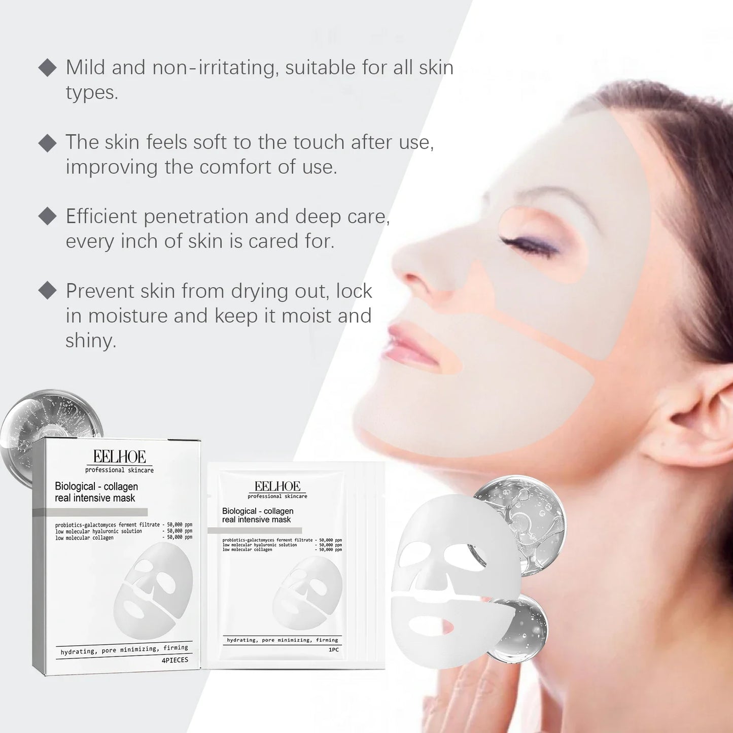 Eelhoe Collagen Face Mask – Firm, Brighten & Hydrate 4-Pack