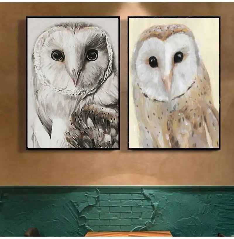 Realistic Owl Canvas Wall Art | Scandinavian Animal Poster