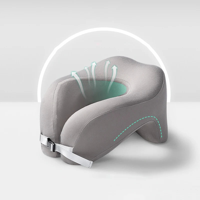 U-Shape Memory Foam Travel Neck Pillow – Airplane & Office