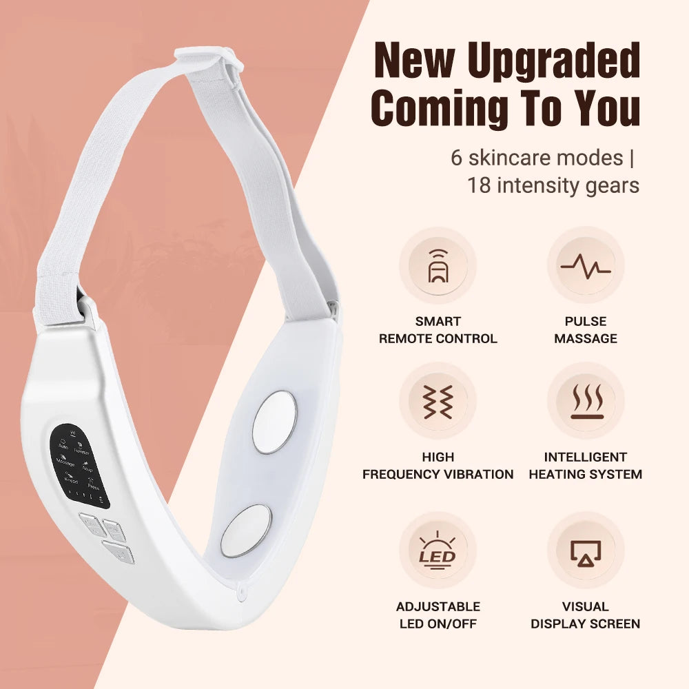 V-Face Lifting Beauty Device Electric Double Chin Removal Facial Massager with Heat V-line Tape for Women and Men Skincare Tool Peaceful Pleasures Health and Wellness