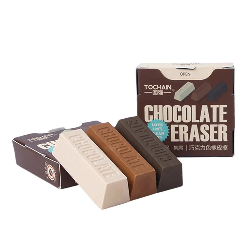 3-Pack Chocolate Design TPR Erasers – Fun Novelty Stationery