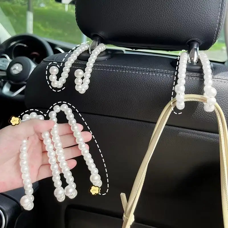 Universal Car Seat Headrest Hooks – Pearl Hanger 2-Pack