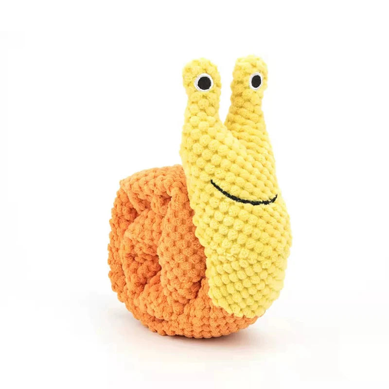 Interactive Snail Puzzle Feeder & Squeaky Plush Dog Toy