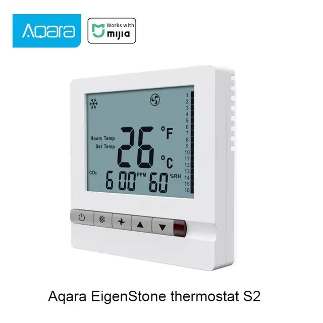 Aqara S2 Thermostat Central Air Conditioning Controller Floor Heating Controller Smart Home Work For Xiaomi Mijia Mi Home APP Peaceful Pleasures Health and Wellness White China Mainland No plug
