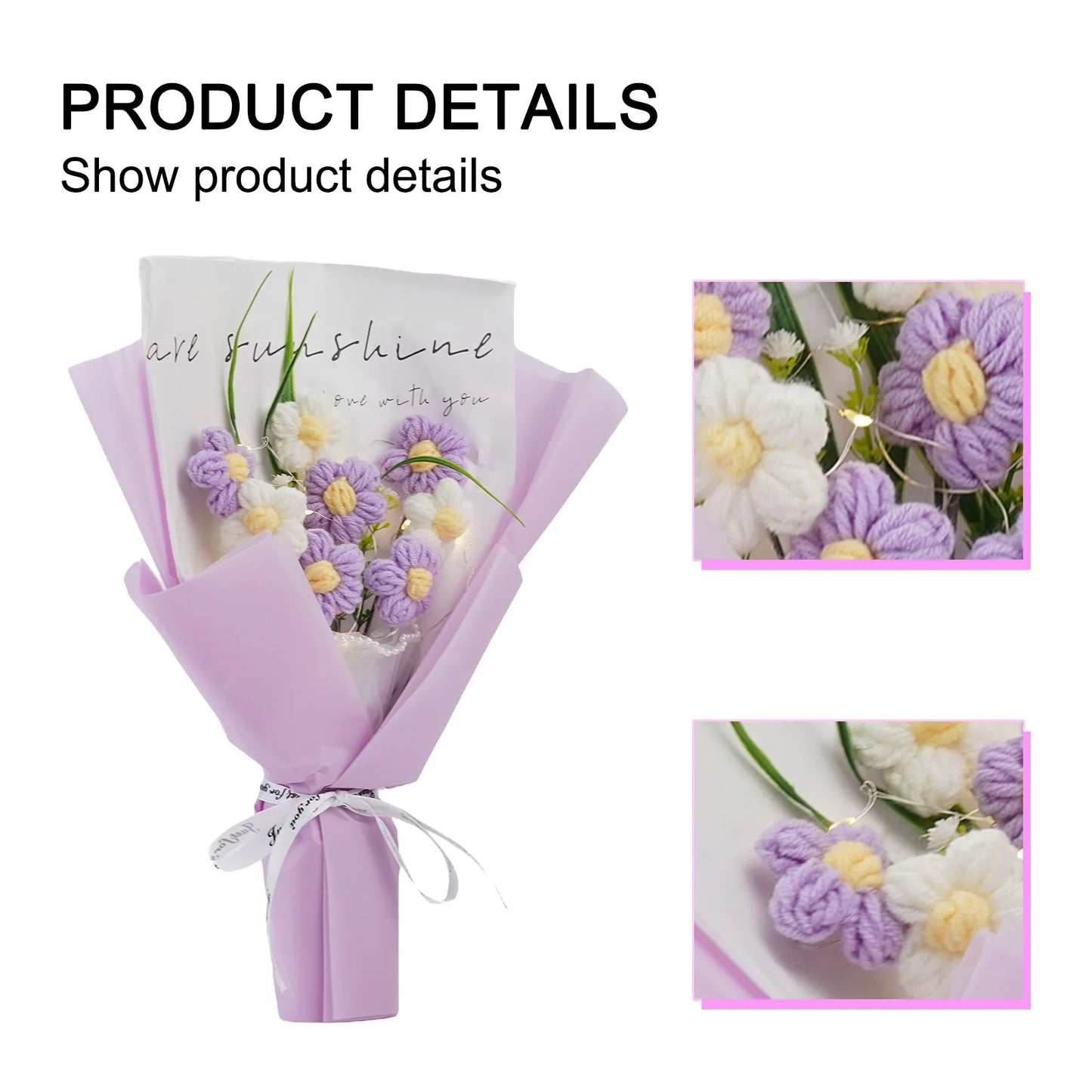 Artificial Flower Crochet Bouquet Hand Knitted Finished Wedding Decor