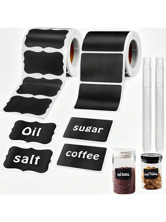 Black Waterproof Reusable Chalk Labels for Jars & Storage Reusable Chalk Labels Oasis Select