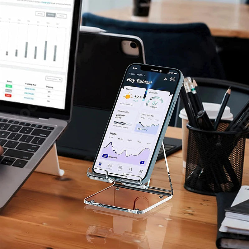 Clear Acrylic Phone Stand – Universal Desktop Holder & Desk Dock