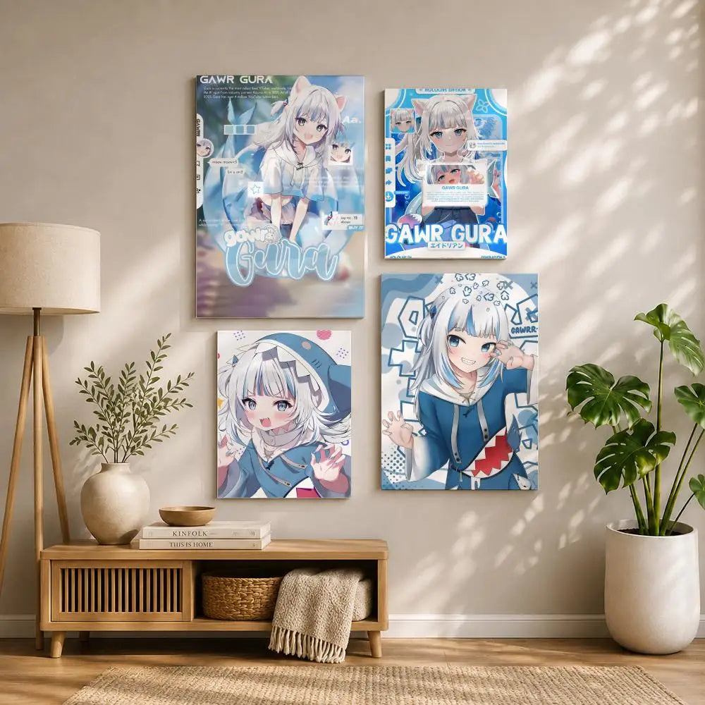 Vtuber G-Gawr GuraS Poster HD Self Adhesive Waterproof Wall Art Ideal for Home Office Dorm Bedroom Great Gift Peaceful Pleasures Health and Wellness