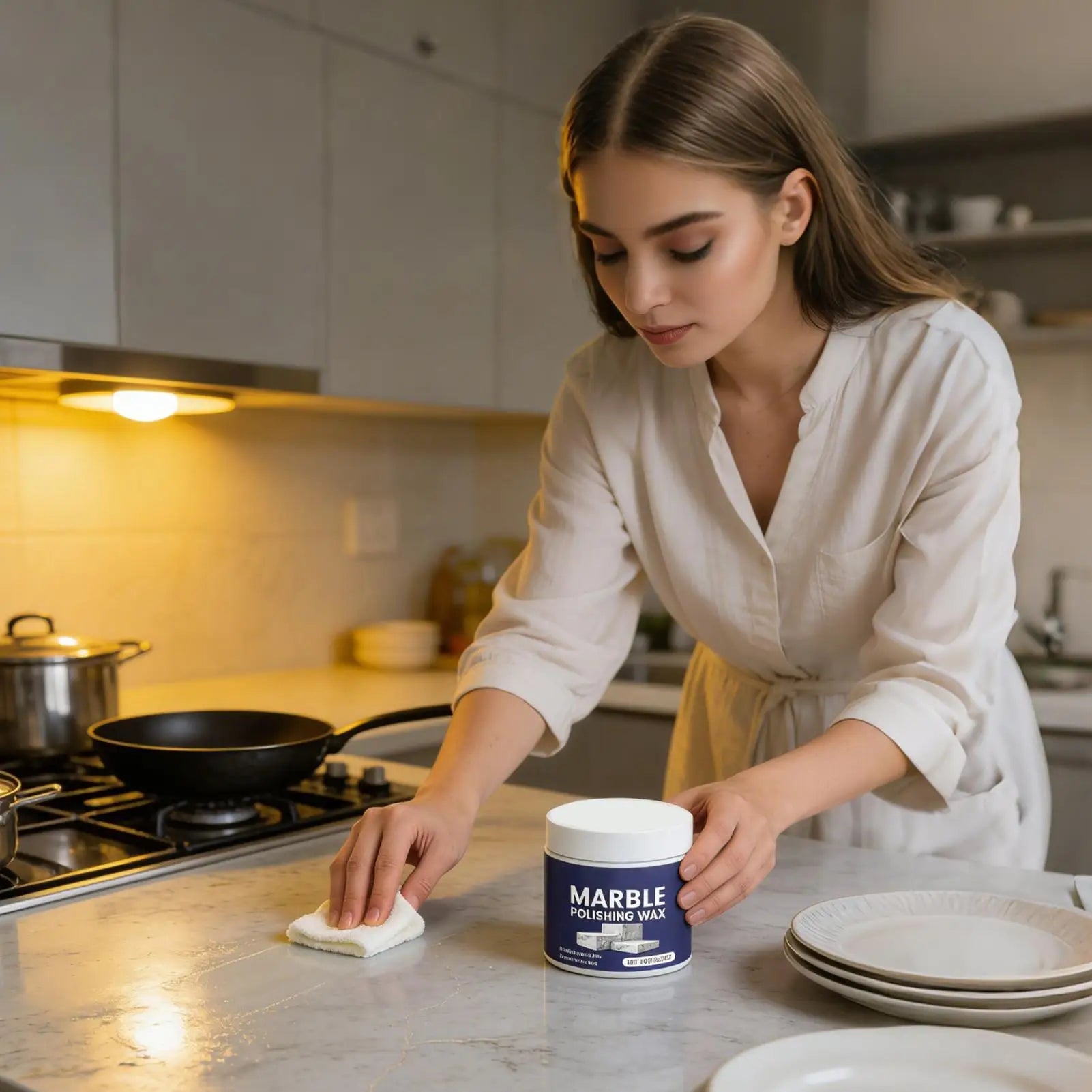 Professional Marble Cleaner & Polish 100g Formula Removes Stains Restores Shine For Countertops Vanities & Natural Stone Surface Peaceful Pleasures Health and Wellness