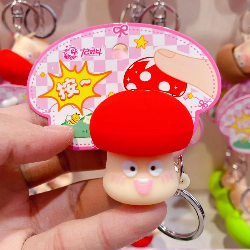 Mini Mushroom Fidget Toy Keychain Plastic Press Pop Sensory Stress