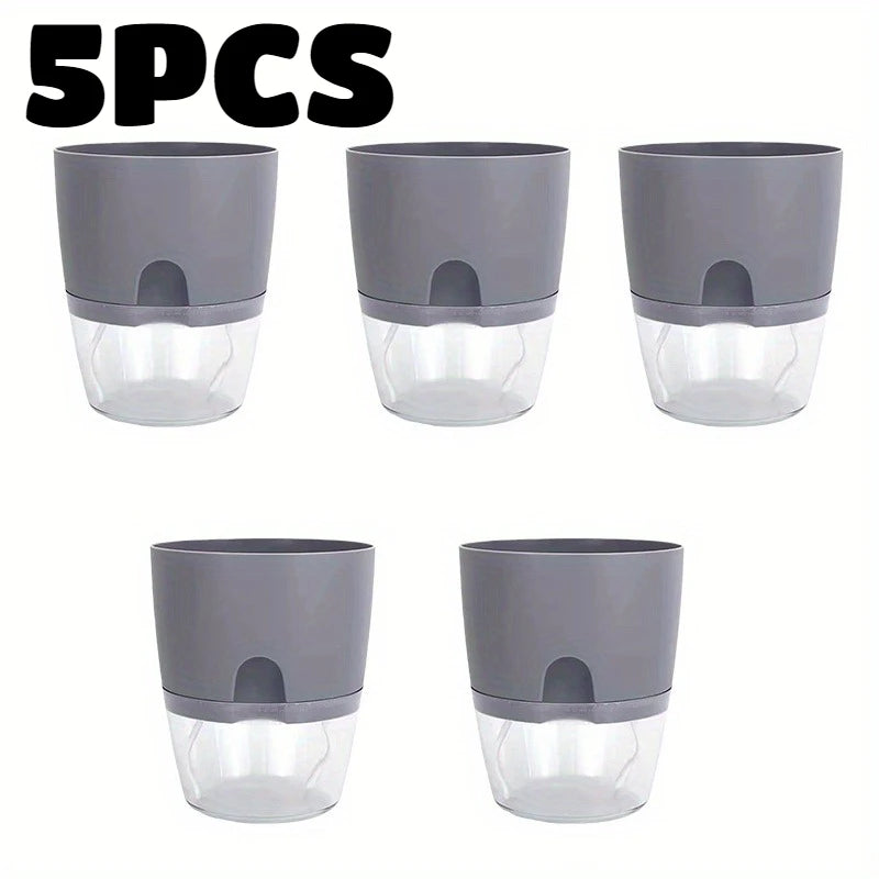 5-Pack Self-Watering Hydroponic Pots | Double Layer Design