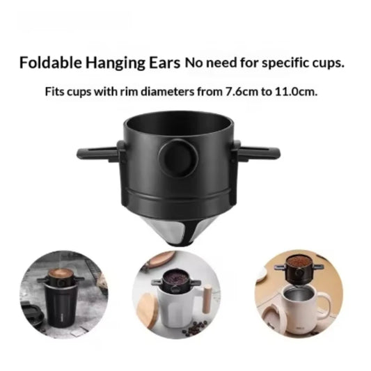 Foldable Portable Coffee Filter Coffee Maker Drip Coffee Tea Holder Reusable Paperless Pour Over Coffee Dripper Funnel brewer Peaceful Pleasures Health and Wellness