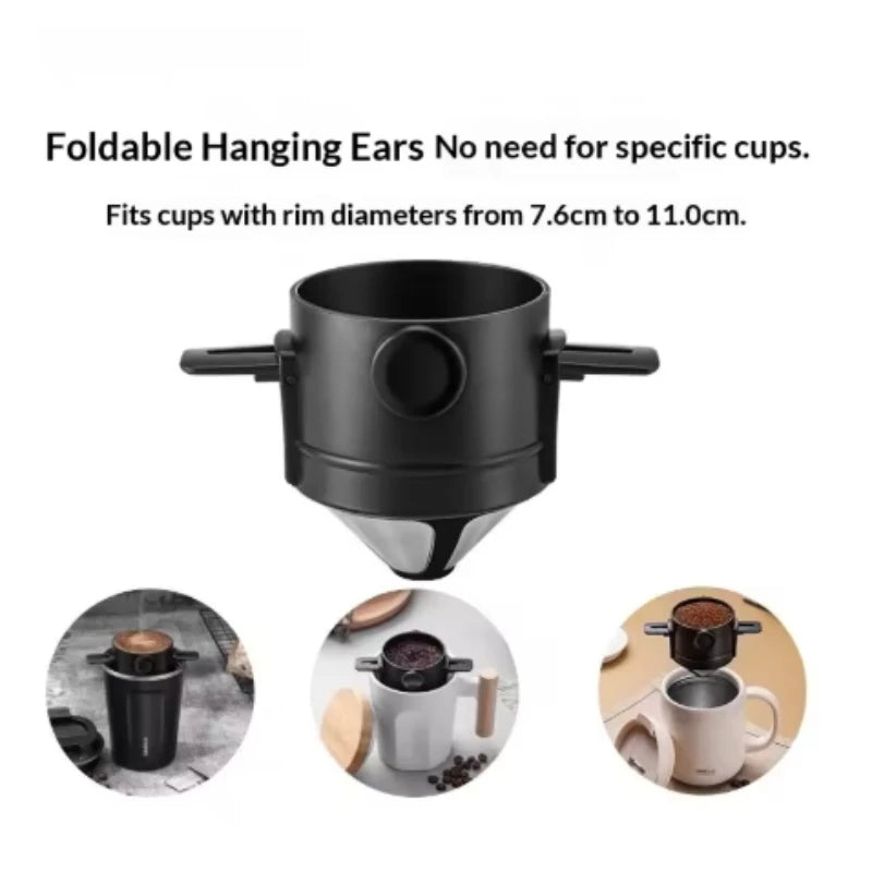 Foldable Portable Coffee Filter Coffee Maker Drip Coffee Tea Holder Reusable Paperless Pour Over Coffee Dripper Funnel brewer Peaceful Pleasures Health and Wellness