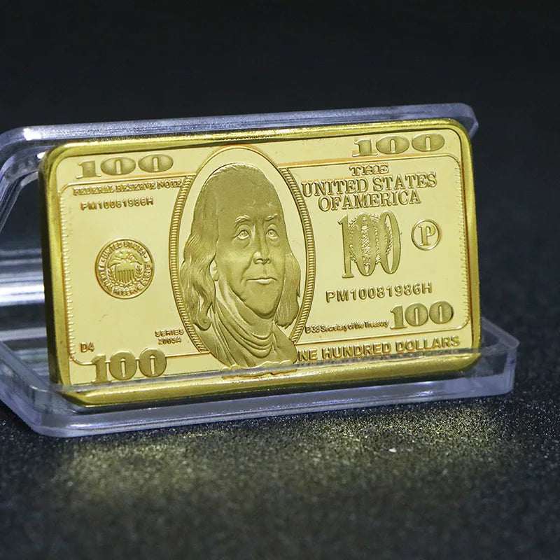 USA $100 Gold Bar Novelty Coin – Gold-Plated Collectible Gift