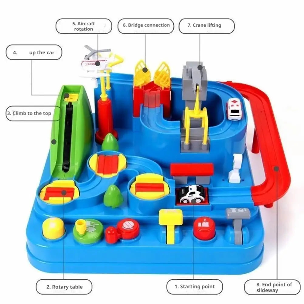 Kids Mechanical Racing Car Track Toy – Battery-Free Brain Game Car Track Toy Set Peaceful Pleasures Health and Wellness