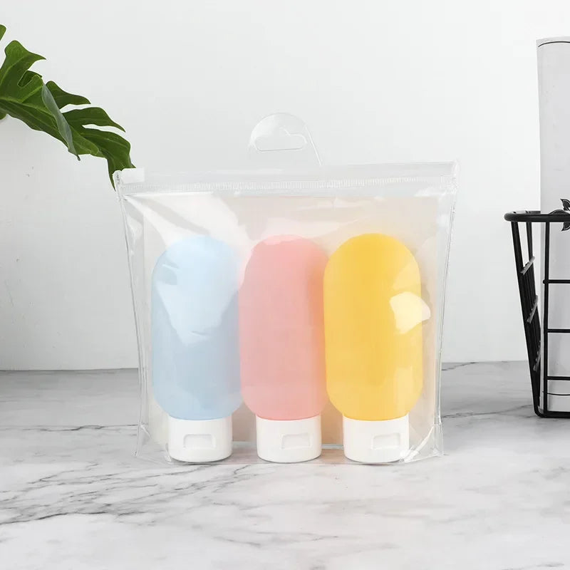4sets Portable Refillable Bottle Kit, 3pcs set for Travel Essence, Shampoo, Shower Gel Bottles Container, Can carry on the Plane Peaceful Pleasures Health and Wellness