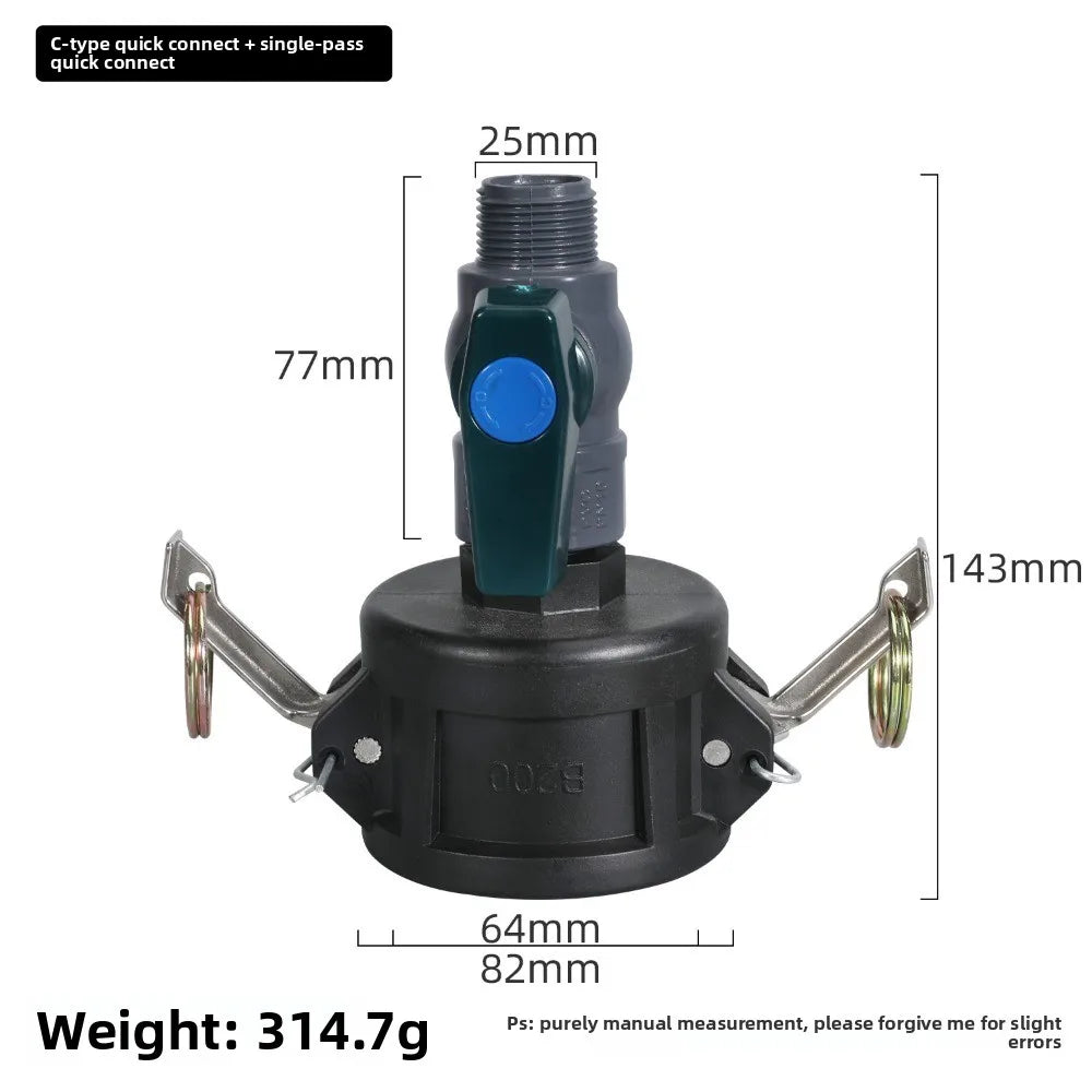 IBC Tote Adapter Gooseneck 3/4" Outlet Tap & Ball Valve | 1000L Tank