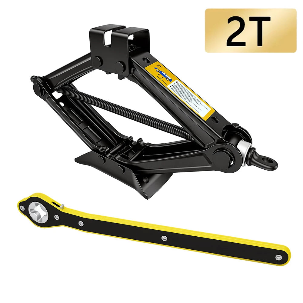 1.5T/2T Car Scissor Jack Auto Emergency Crank Lift Stand Labor-Saving Repair & Tire Replacement Tool with Wrench for SUV Vehicle Peaceful Pleasures Health and Wellness 2T
