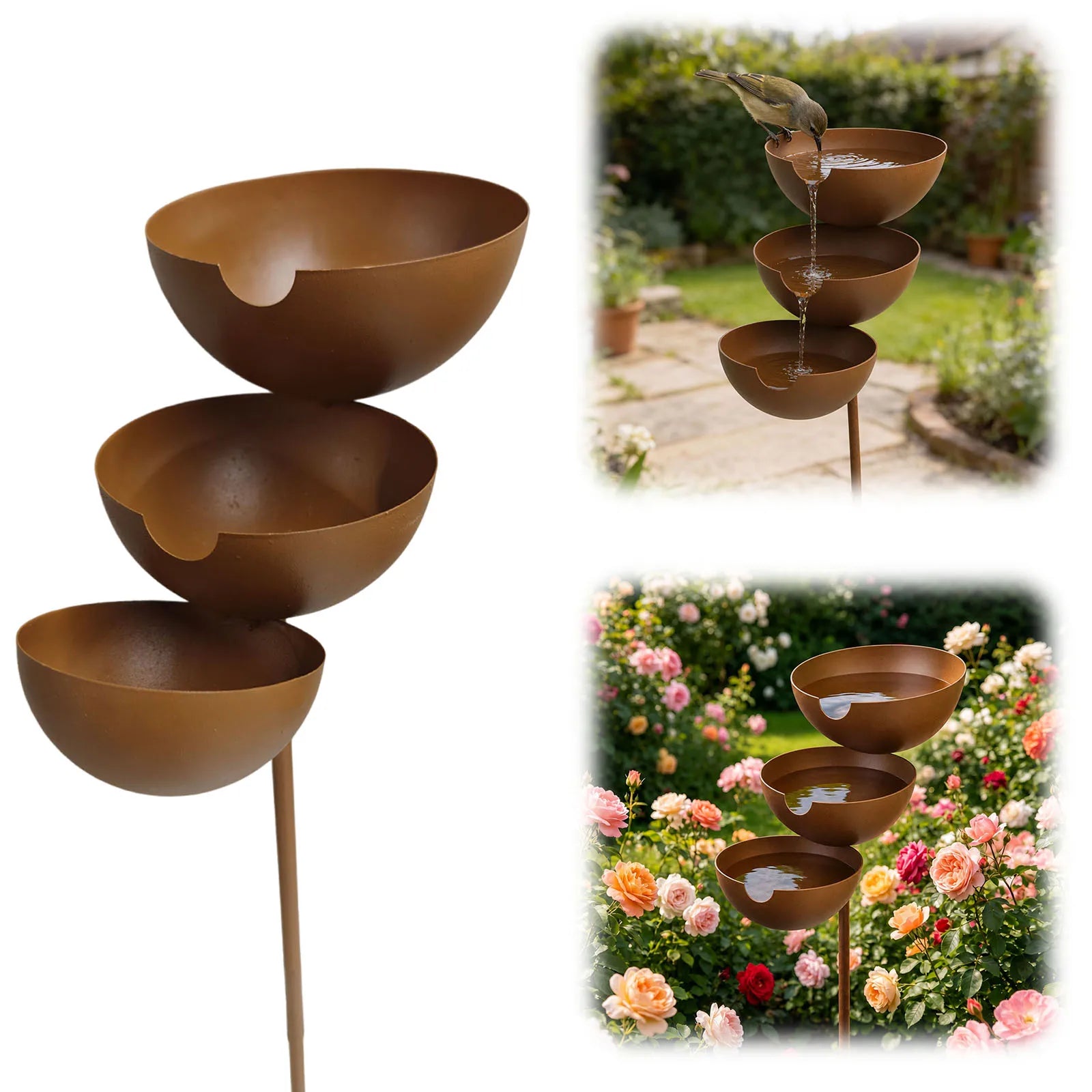 1/2PCS Metal Bird Bath and Water Station Outdoor Garden Decor Iron Bird Feeder Basin For Wild Birds Bees Butterflies Yard Art Peaceful Pleasures Health and Wellness