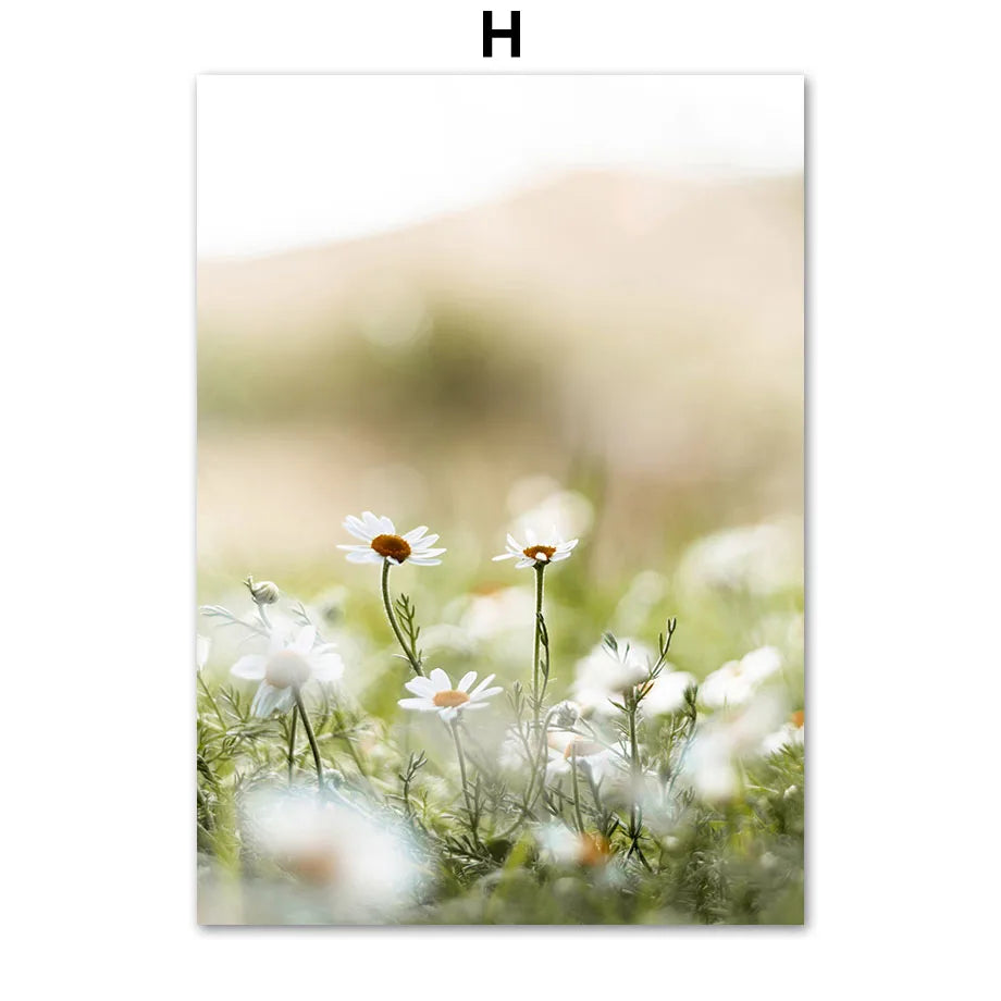 Spring Floral Canvas Wall Art | Modern Botanical Living Room Print