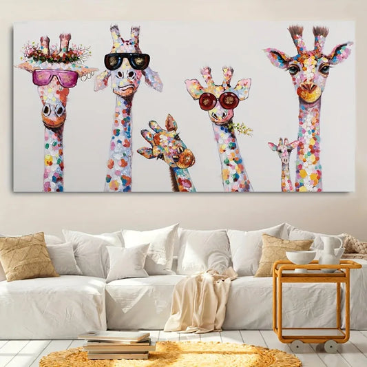 Vibrant Giraffe Canvas Art Print Unframed, Modern Wall Decor for Living Room, Bedroom, Office More Perfect Gift , Giraffe Decor Peaceful Pleasures Health and Wellness