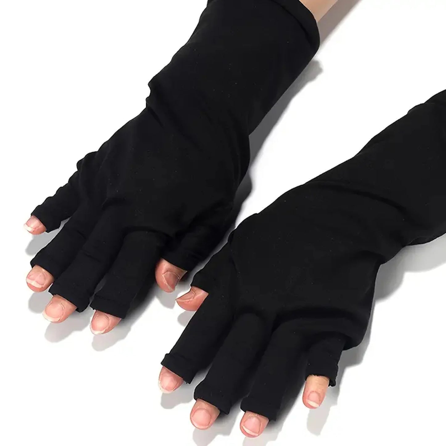 Anti UV Gloves Gel Professional Protection Gloves For ManicuresProtect Hands Nail Art Stretchy Fingerless Glove For Home Outdoor Peaceful Pleasures Health and Wellness Black