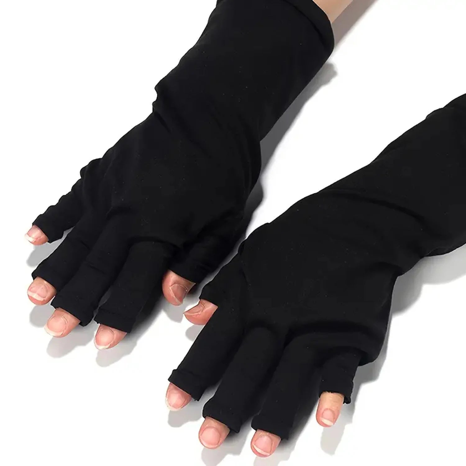 Anti UV Gloves Gel Professional Protection Gloves For ManicuresProtect Hands Nail Art Stretchy Fingerless Glove For Home Outdoor Peaceful Pleasures Health and Wellness Black