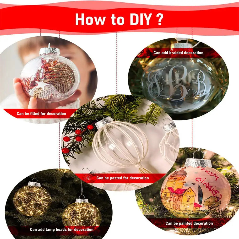 Clear Fillable Plastic Ball Ornaments 60/80/100mm – DIY Xmas