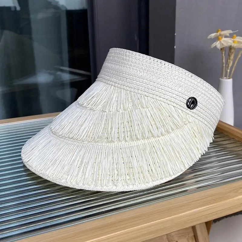 Women's Wide Brim Straw Sun Hat – Fringe Beach Visor