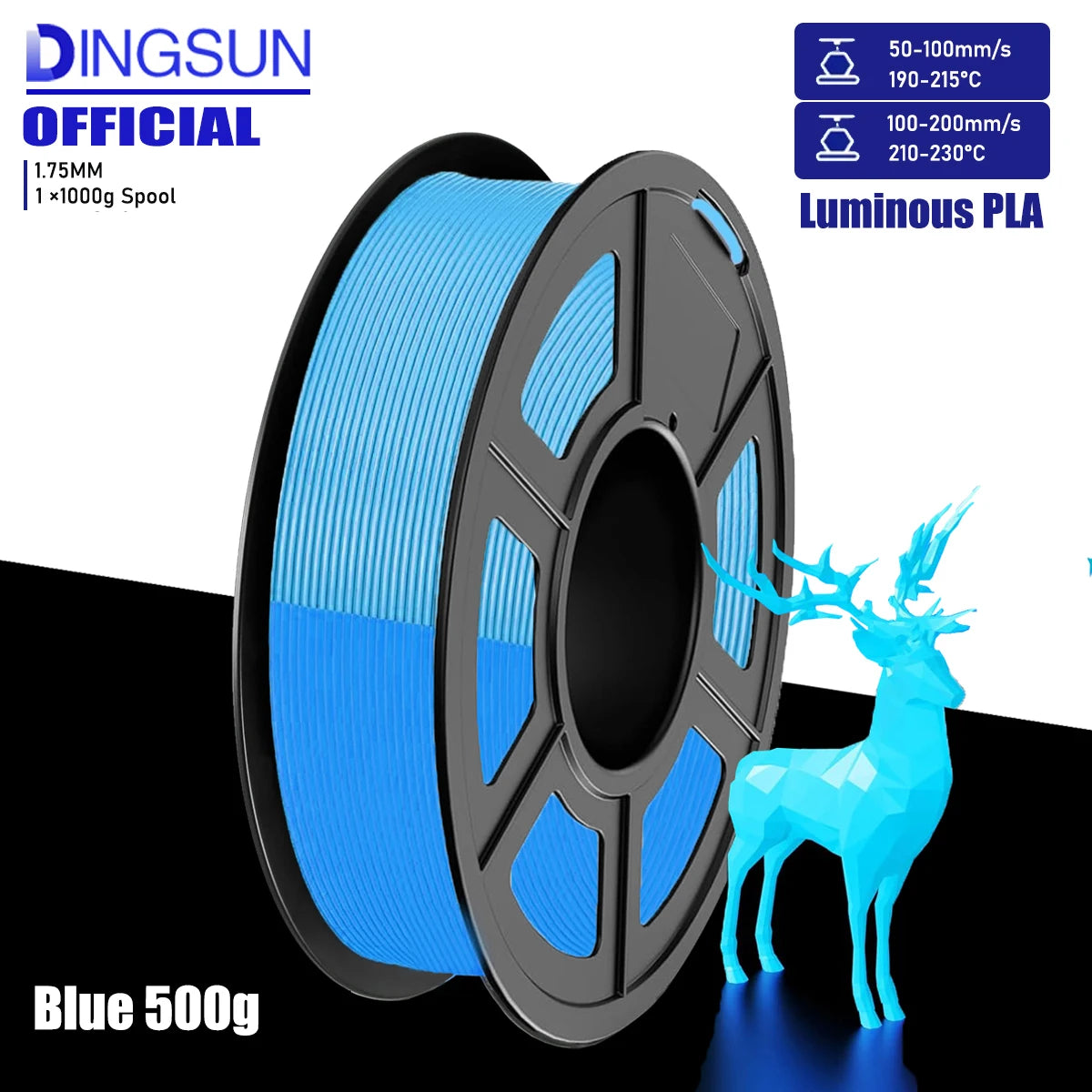 DINGSUN Glow in the Dark PLA Filament 1.75mm | High Flow 3D Print