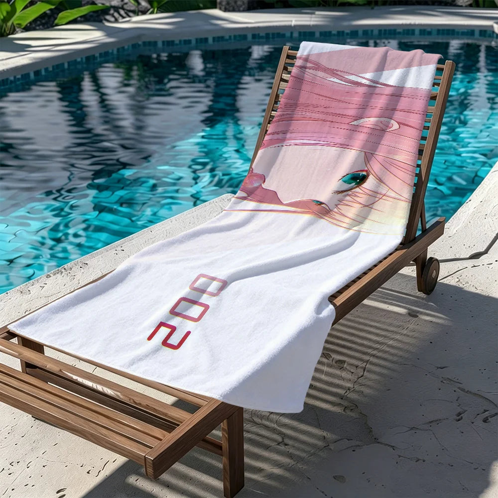 Zero Two Anime Quick-Dry Beach Towel | Soft & Lightweight Anime Beach Towel Peaceful Pleasures Health and Wellness