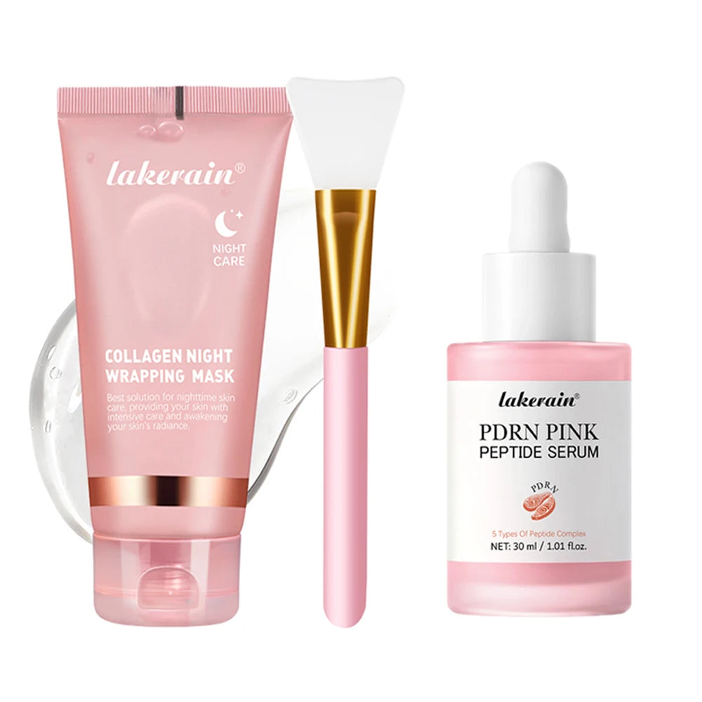 Collagen Wrapping Mask &Salmon DNA PDRN Pink Peptide Serum Pink Glow Serum Remove Skin Darkness Moisturizing Firming Korean Skin Peaceful Pleasures Health and Wellness