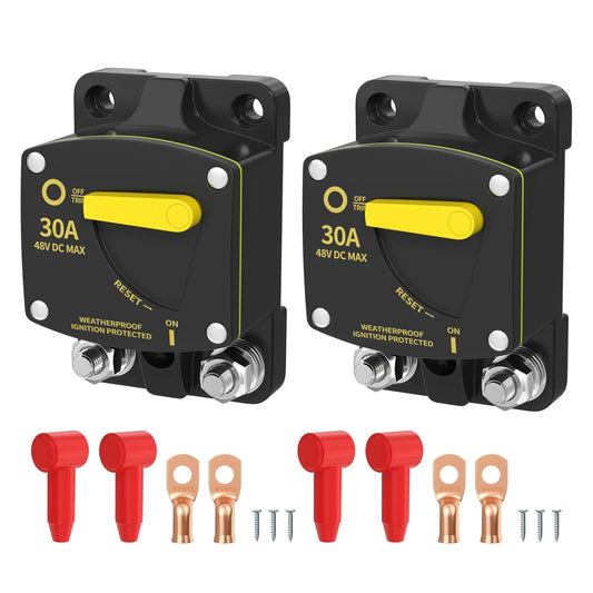 Marine Circuit Breaker 12V-48V DC Manual Reset 30A-100A Peaceful Pleasures Health and Wellness 30A United States