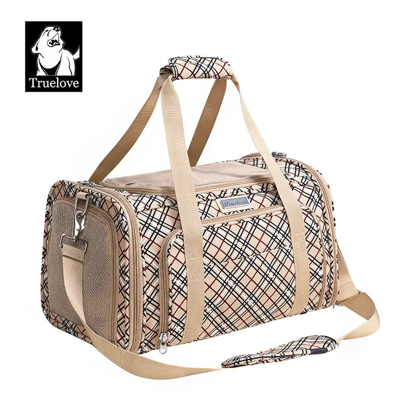 Truelove Nylon Oxford Large Space Comfortable Travel Foldable Hook Pet Carrier Bag Portable Puppy Cat Carrier Backpack TLX4971 Peaceful Pleasures Health and Wellness Khaki M China Mainland