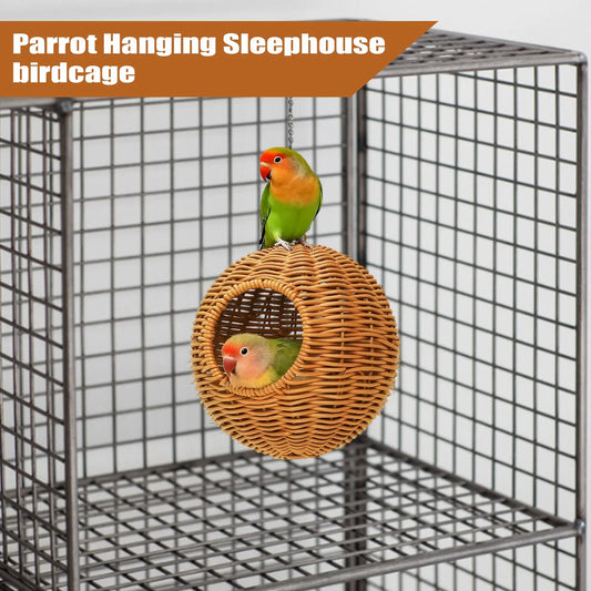 Spherical Hanging Parrot Nest | Bird Sleeping & Breeding House Bird Nesting House Peaceful Pleasures Health and Wellness
