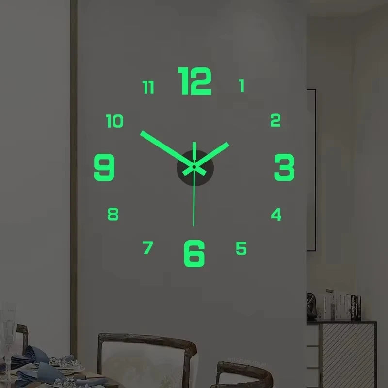 3D Luminous Wall Clock Frameless Acrylic DIY Digital Clock Wall Stickers Mute Clock for Living Room Bedroom Office Wall Decor Peaceful Pleasures Health and Wellness