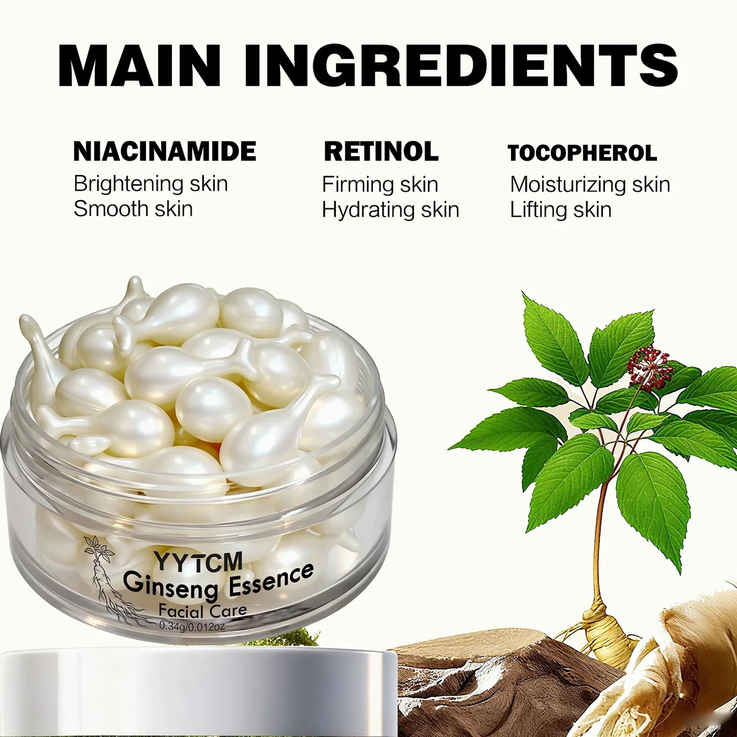 Ginseng Essence Capsules | Squalane, Niacinamide & Retinol Serum
