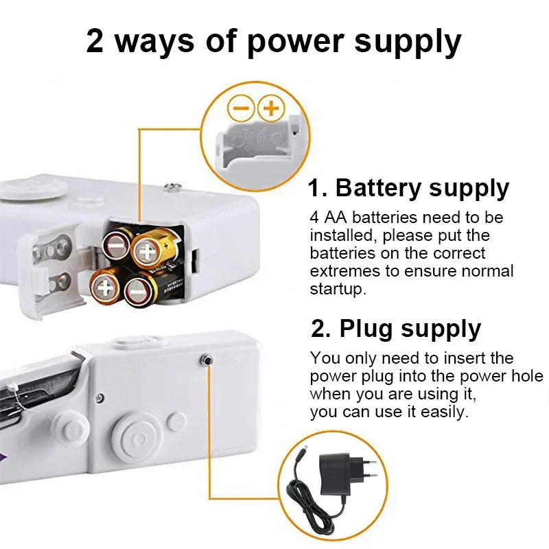 Portable Manual Sewing Machine Handheld Rope-free Electric Quick Build DIY Apparel Supplies Arts Crafts Home Garden Embroidery Peaceful Pleasures Health and Wellness