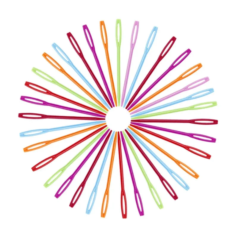 30-Piece Plastic Yarn Needles Set – 7/9/15cm Mixed Colors