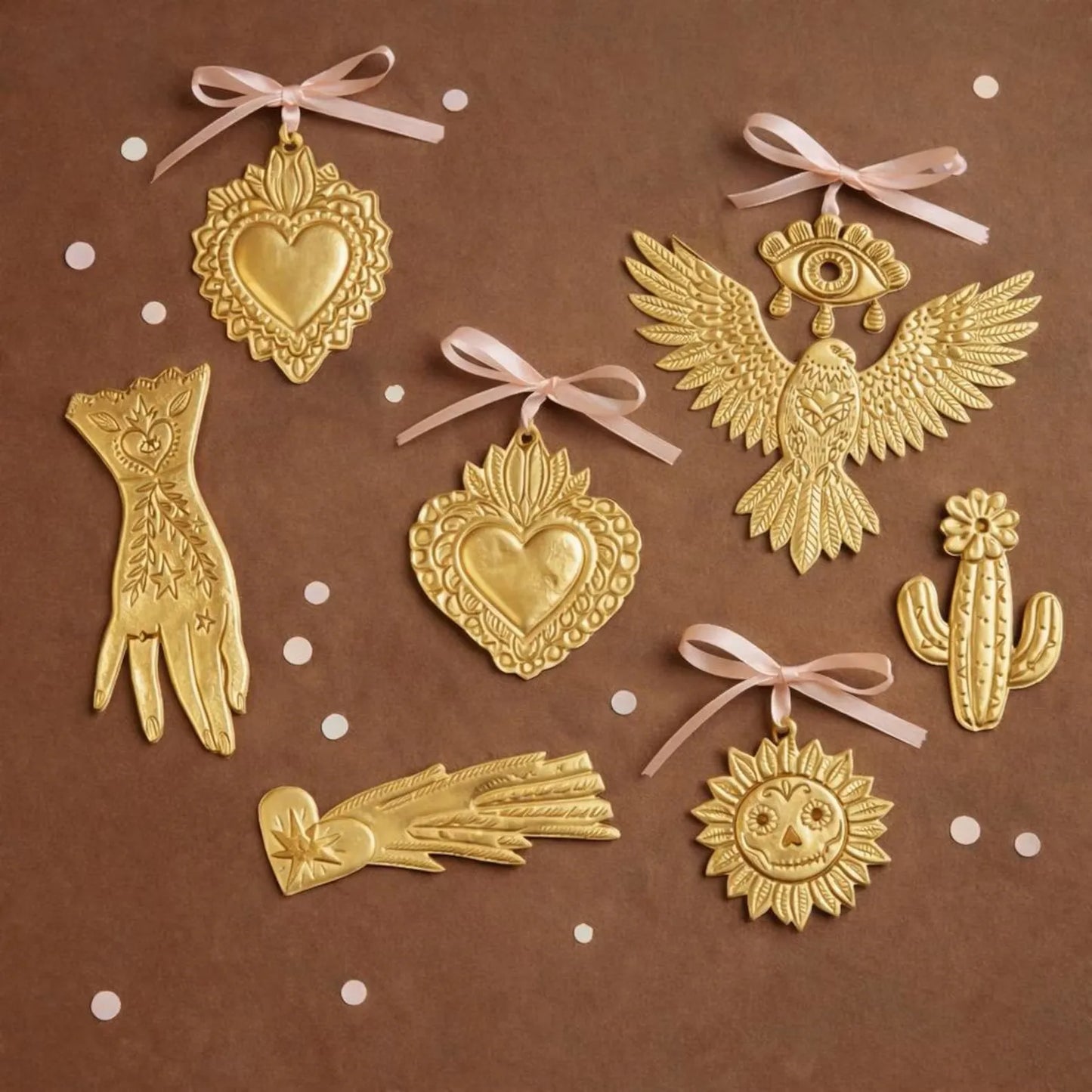 Mexican Folk Art Sacred Heart & Eagle Line Tin Ornament Tracing Set - DIY Foil Embossing Kit for Crafts Peaceful Pleasures Health and Wellness